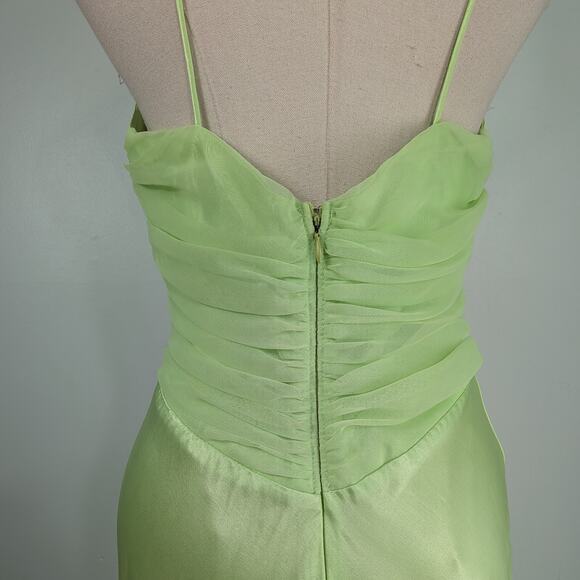 Vintage Zum Prom Dress Maxi Gown 8 Green 90S Y2K Fairy Tinkerbelle Glam Empire - Picture 9 of 16